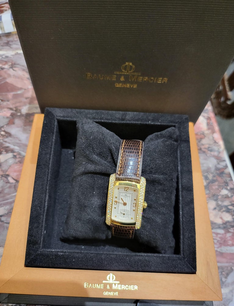 18kt Gold Baume & Mercier Hampton Milleis With Diamonds Wrist Watch For Sale 10