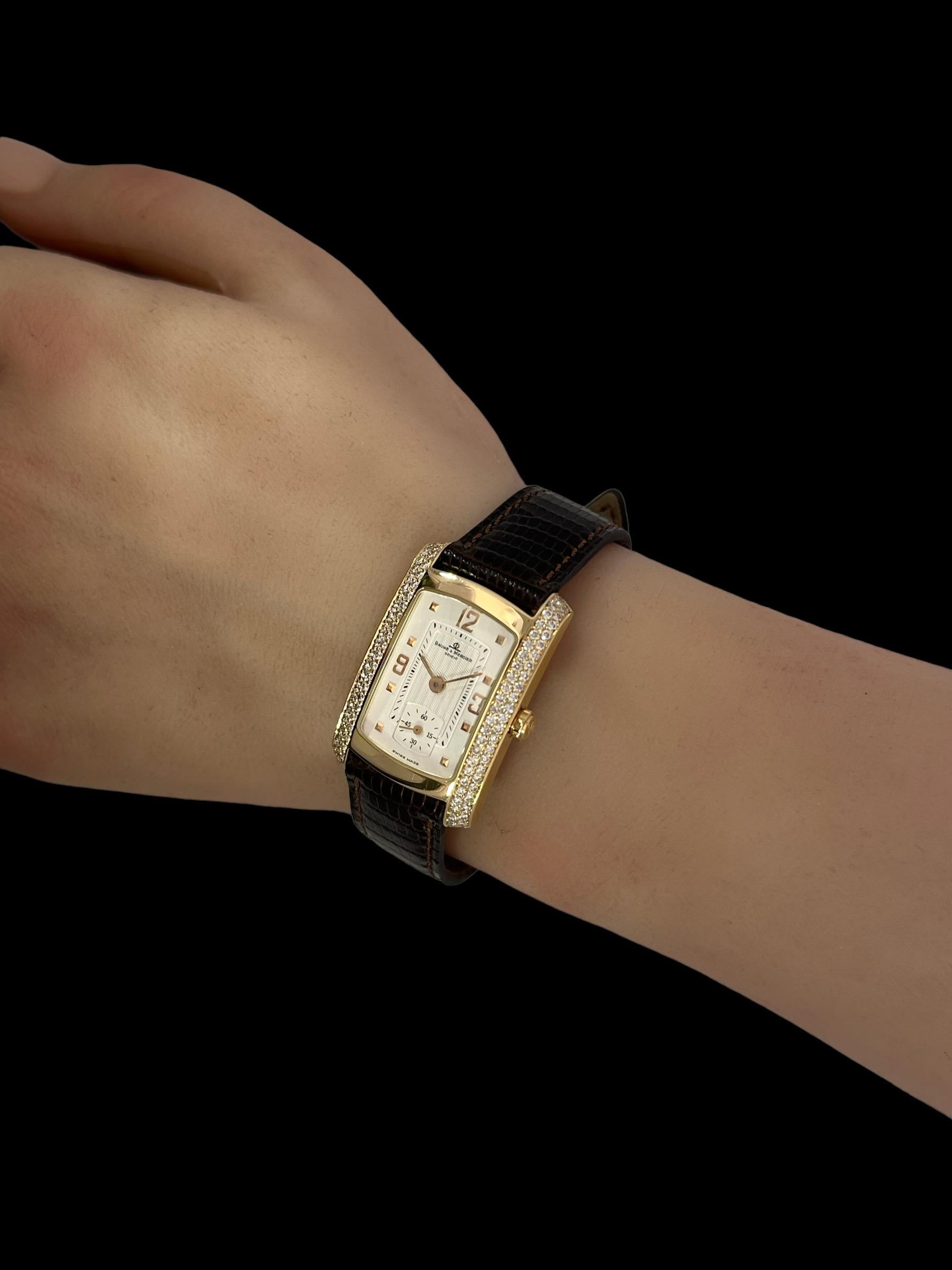 18kt Gold Baume & Mercier Hampton Milleis With Diamonds Wrist Watch For Sale 11