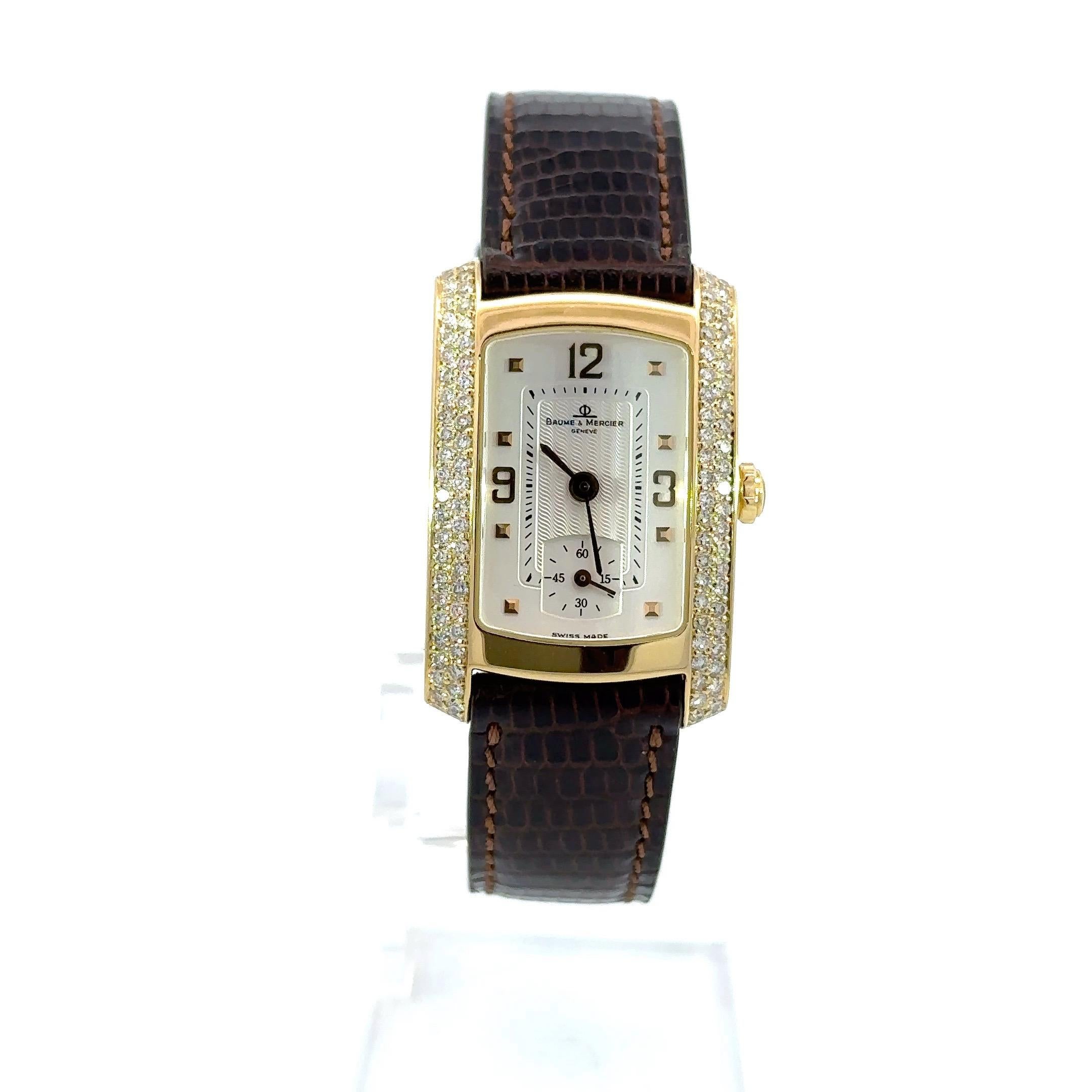 Artisan 18kt Gold Baume & Mercier Hampton Milleis With Diamonds Wrist Watch For Sale