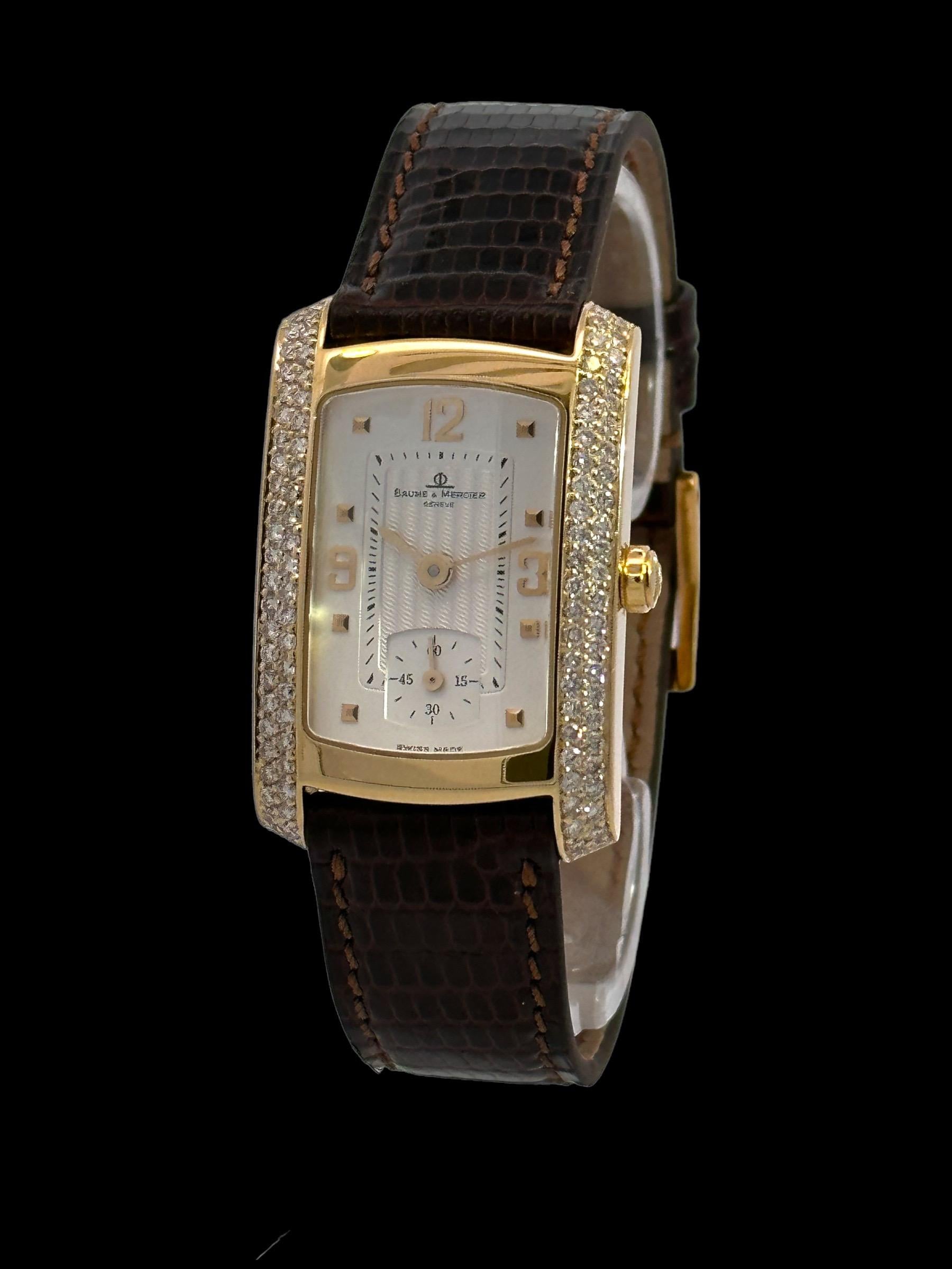 18 Karat Gold Baume & Mercier Hampton Milleis Armbanduhr mit Diamanten Damen