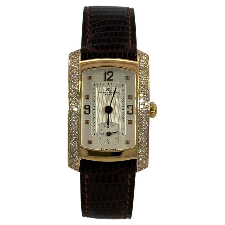 18kt Gold Baume & Mercier Hampton Milleis With Diamonds Wrist Watch For Sale