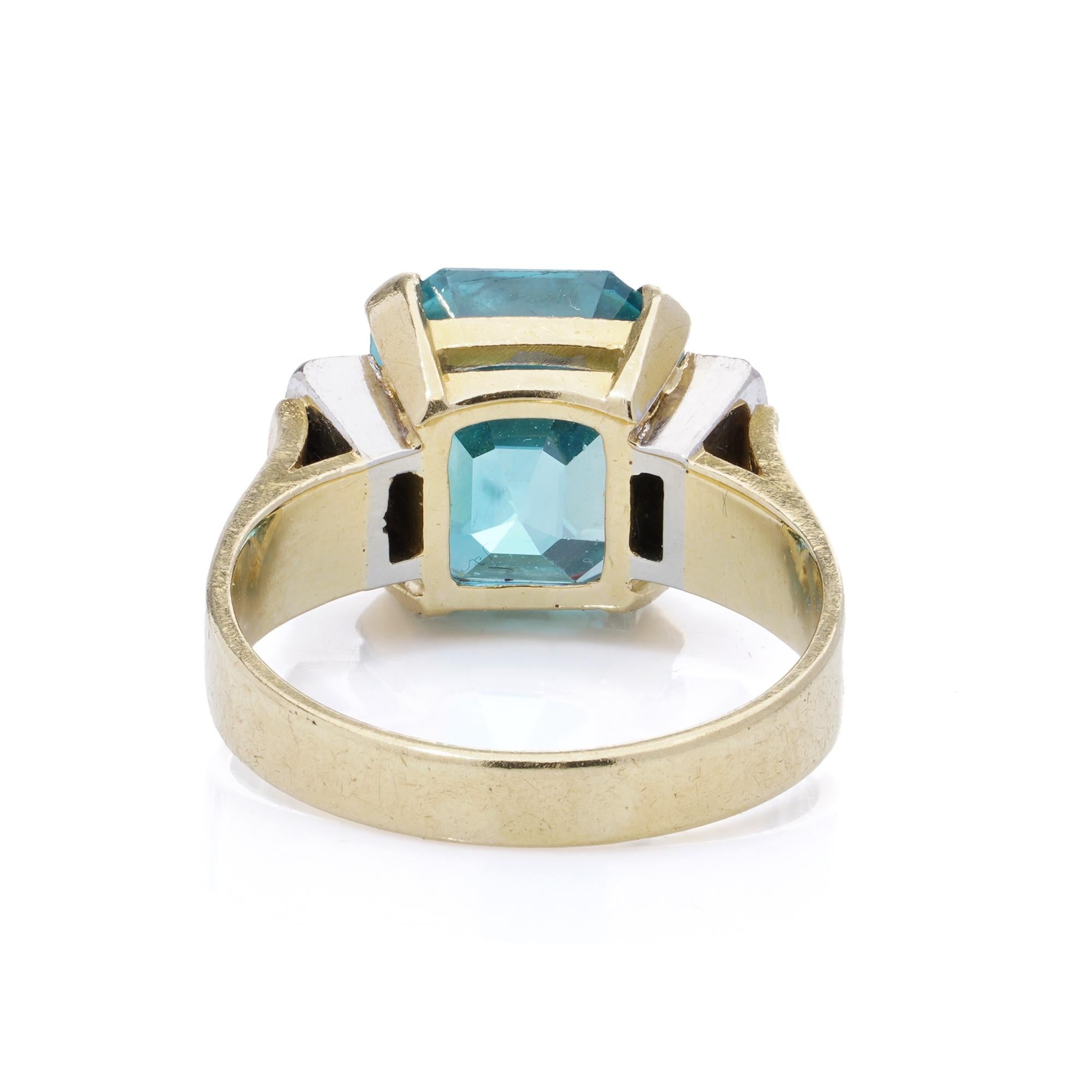 18kt Gold Blue Zircon Ring with Diamond Accents by Adamek For Sale 1