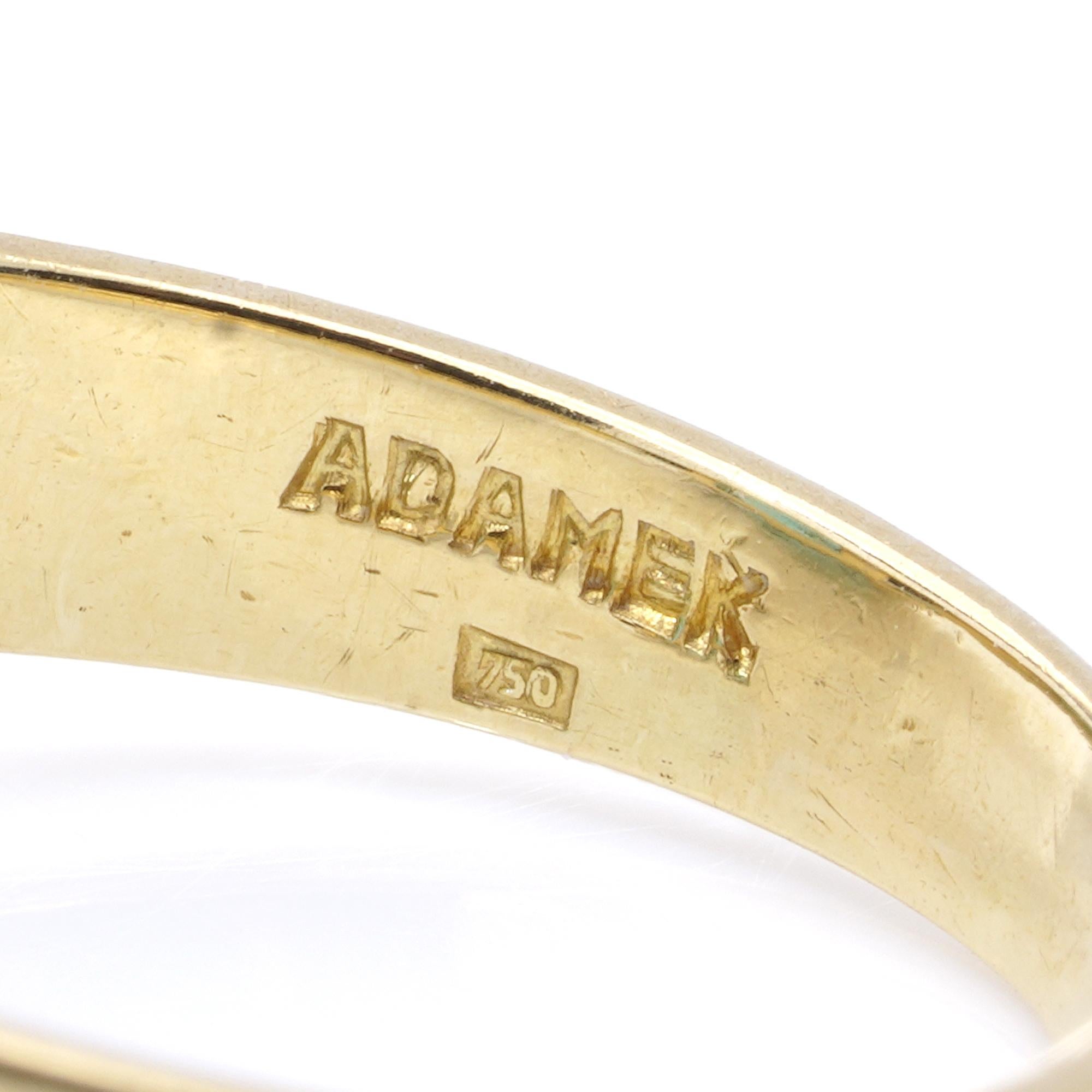 18kt Gold Blue Zircon Ring with Diamond Accents by Adamek For Sale 2