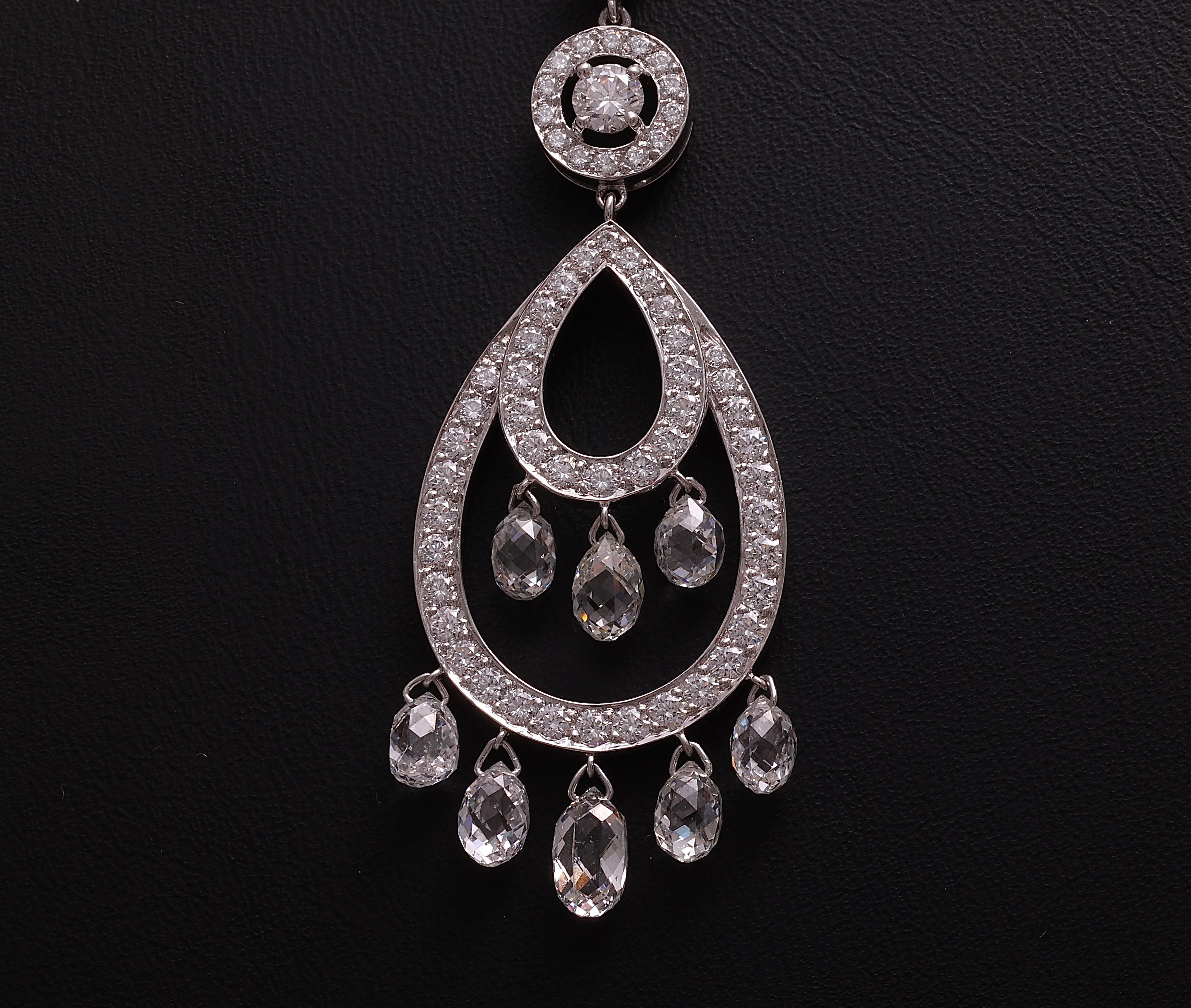 18Kt. Gold Boucheron Cinna Pampilles Necklace 4.8 Ct & Briolette Cut Diamonds For Sale 2