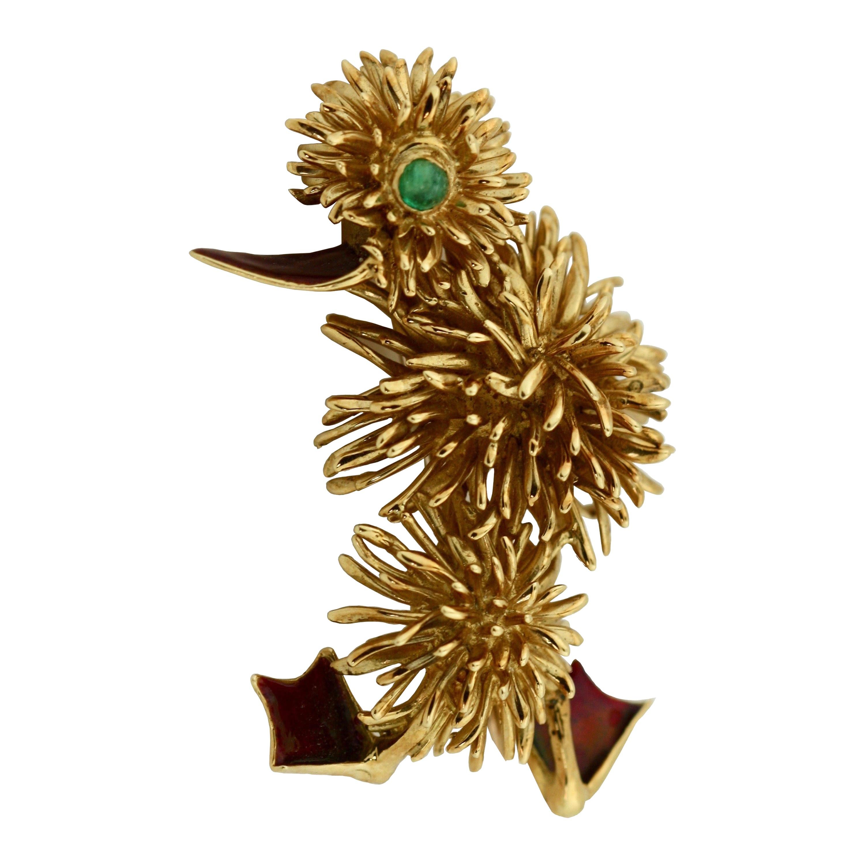 18 Karatt Gold Brooch, Kutchinsky, 1960s Design to Form a Duck