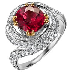 18Kt Gold Burma Pigeon Blood Quality Ruby No Heat 2, 08 Ct GRS Certified Ring
