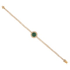 18kt Gold Cabochon Emerald & Diamond Bracelet