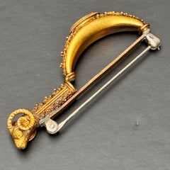 18kt gold Carnelian Cameo Archaeological Revival Fibula Brooch