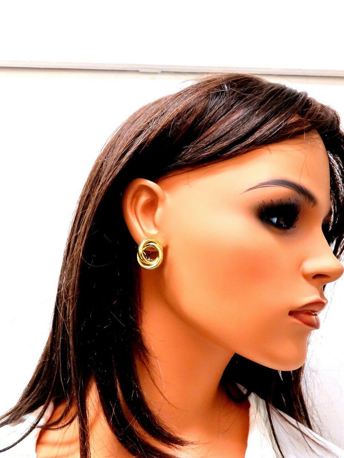 18 Karat Gold Clip-Ohrringe Doppelkreise Schleife für Damen oder Herren im Angebot
