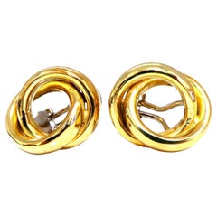 18kt Gold Clip Earrings Double Circles Loop