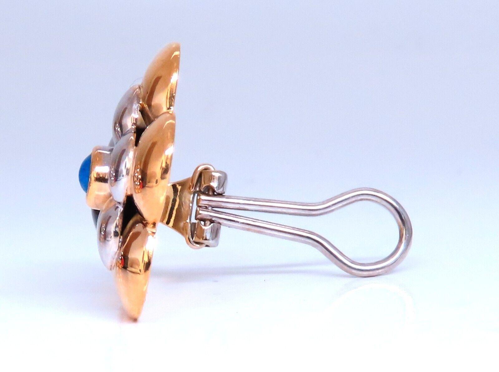 Women's or Men's 18kt Gold Clip earrings Ladybug On Flower Solid CLip 18kt Gold Postless For Sale