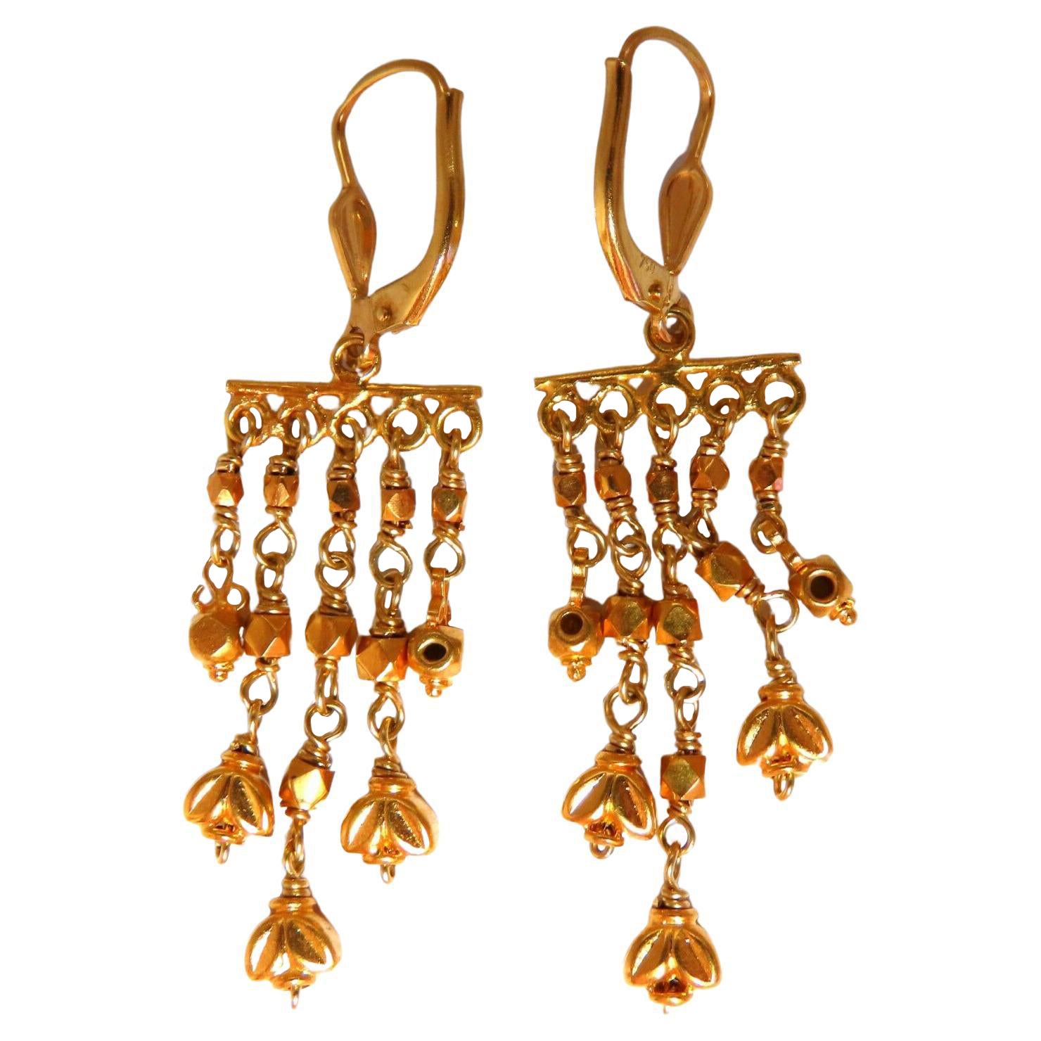 18kt Gold Dangle Earrings Handmade* For Sale