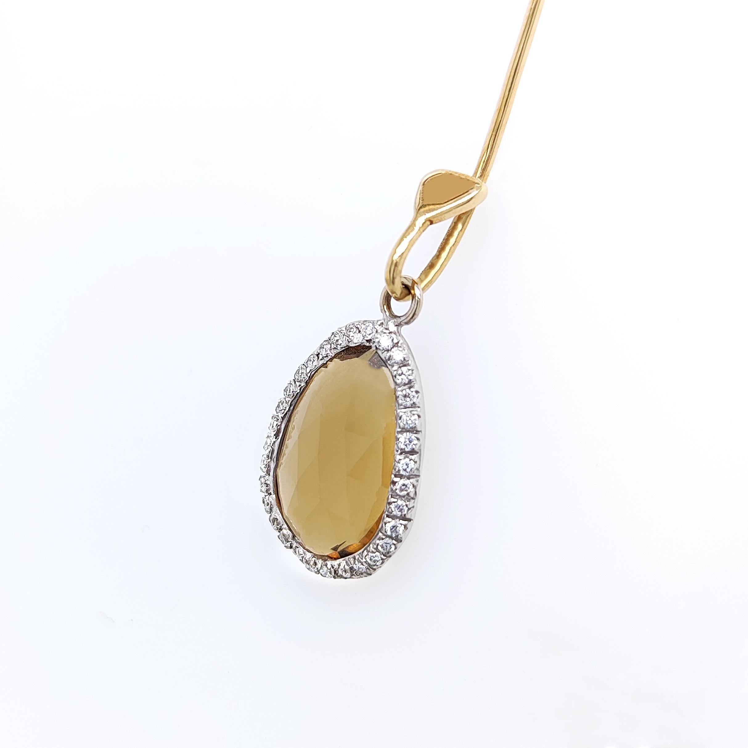 Modern 18kt gold Dharma earrings with yellow citrine quartz & diamonds For Sale
