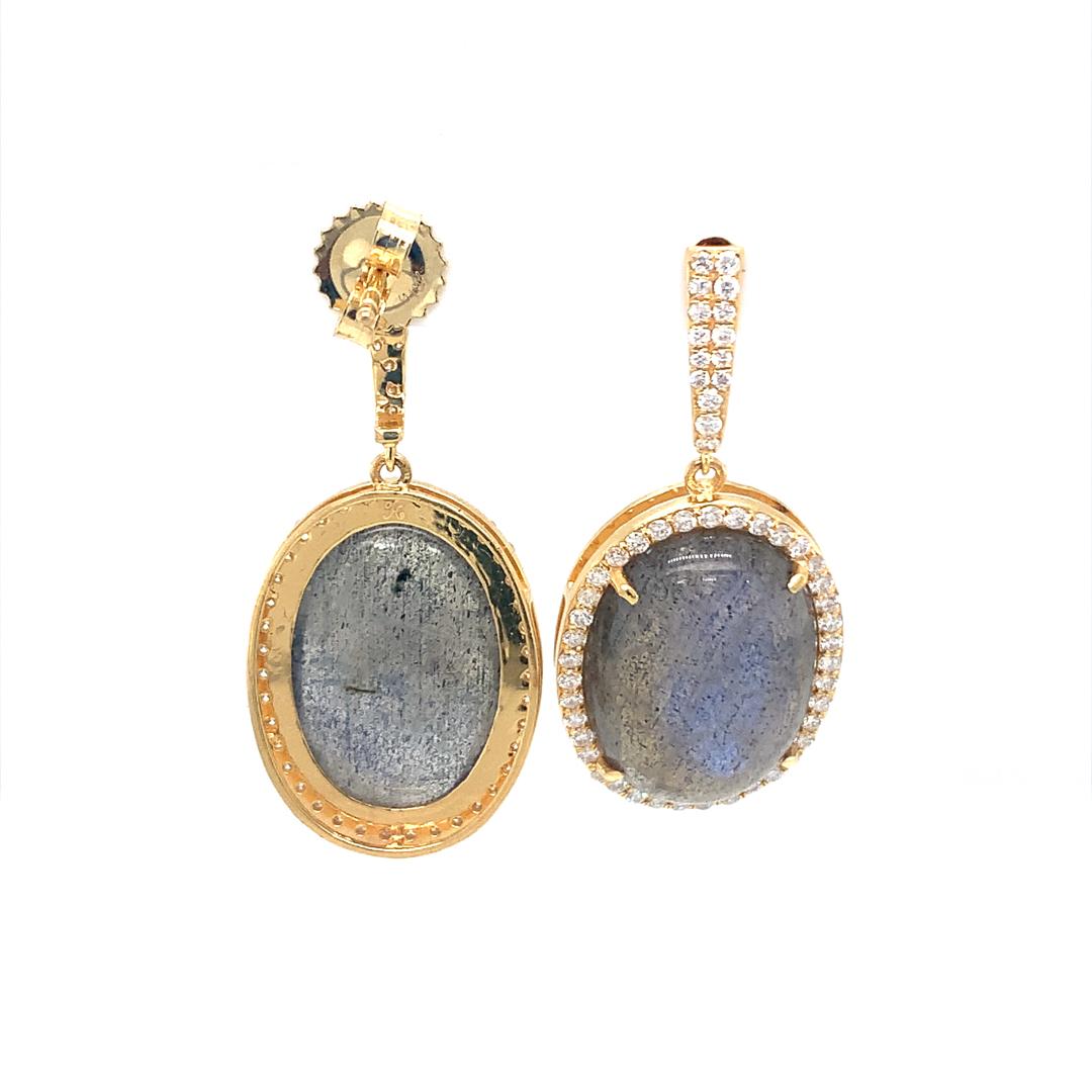 18Kt gold diamond and Labradorite earrings  For Sale 1