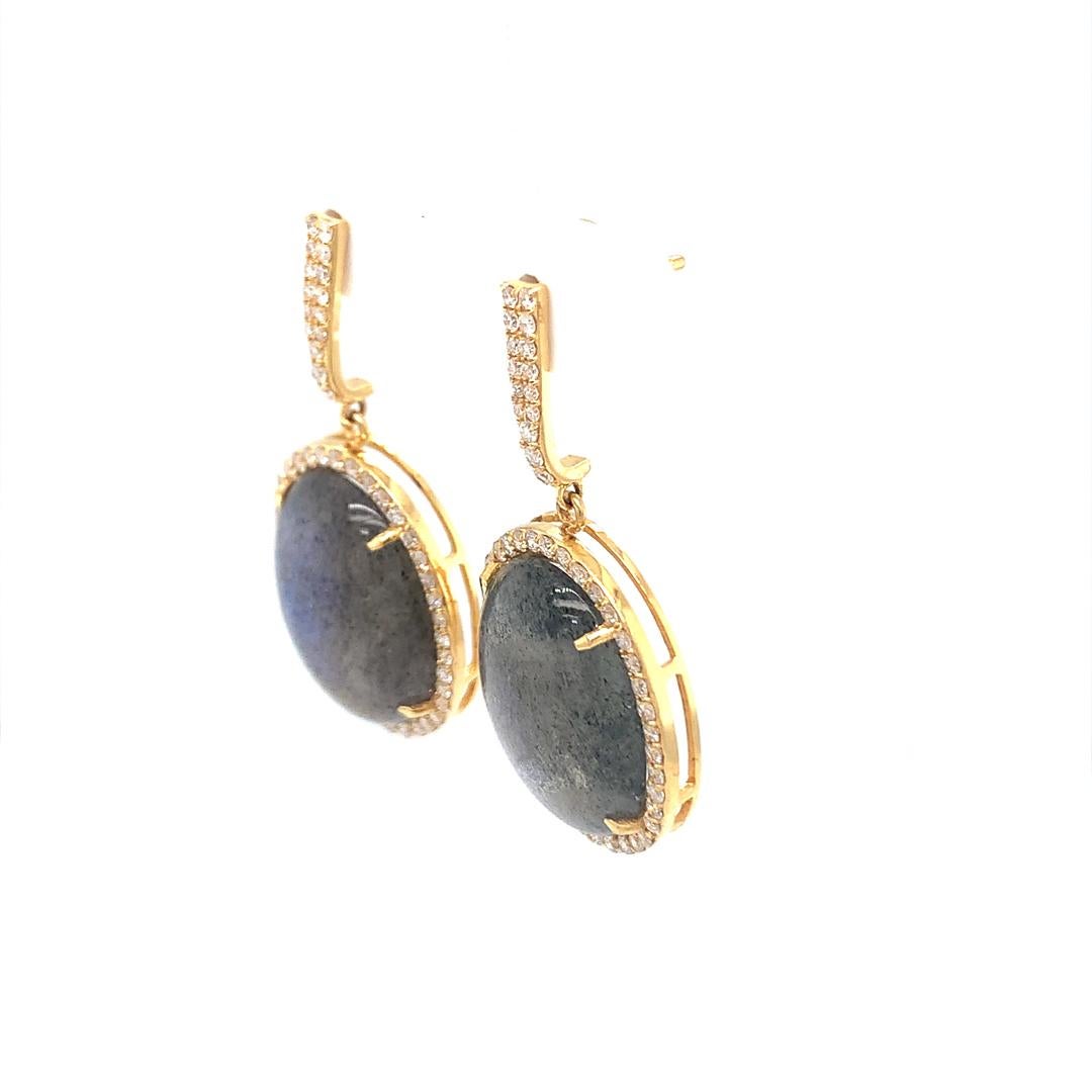 18Kt gold diamond and Labradorite earrings  For Sale 2