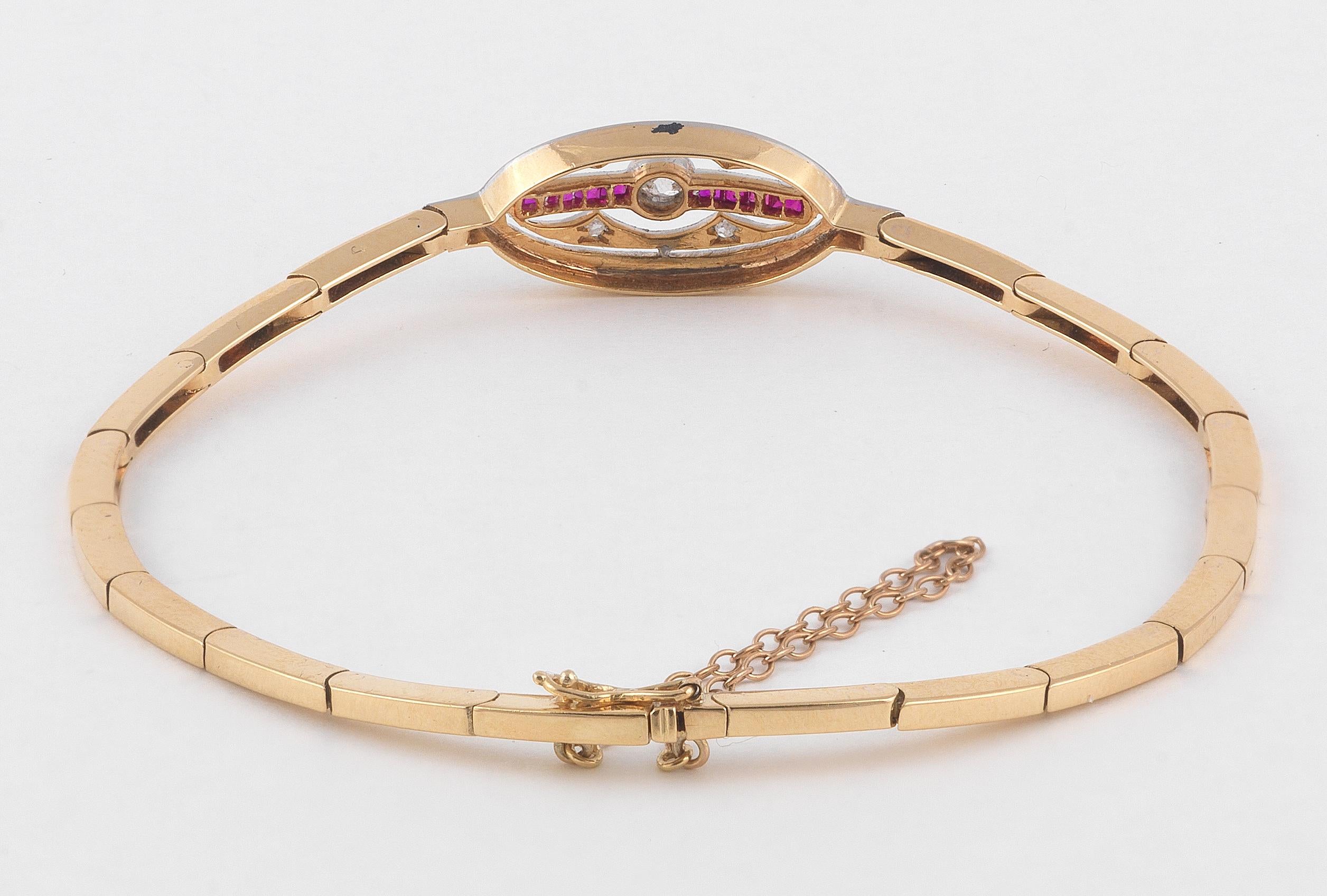 18 Karat Gold Diamond and Ruby Bracelet In Excellent Condition In Firenze, IT