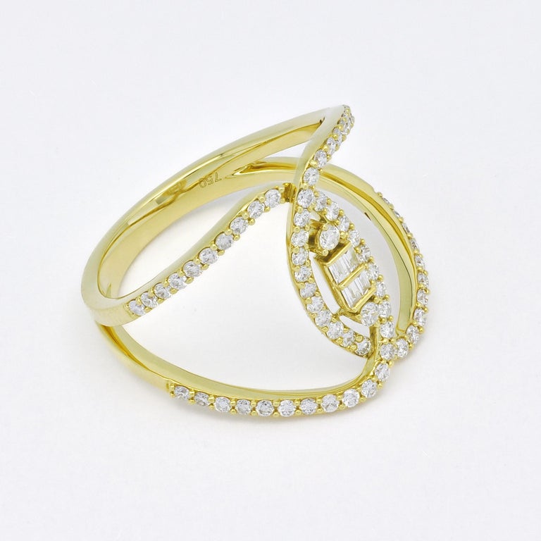18KT Gold Diamond Natural Diamonds Modern Anniversary Cocktail Ring For ...