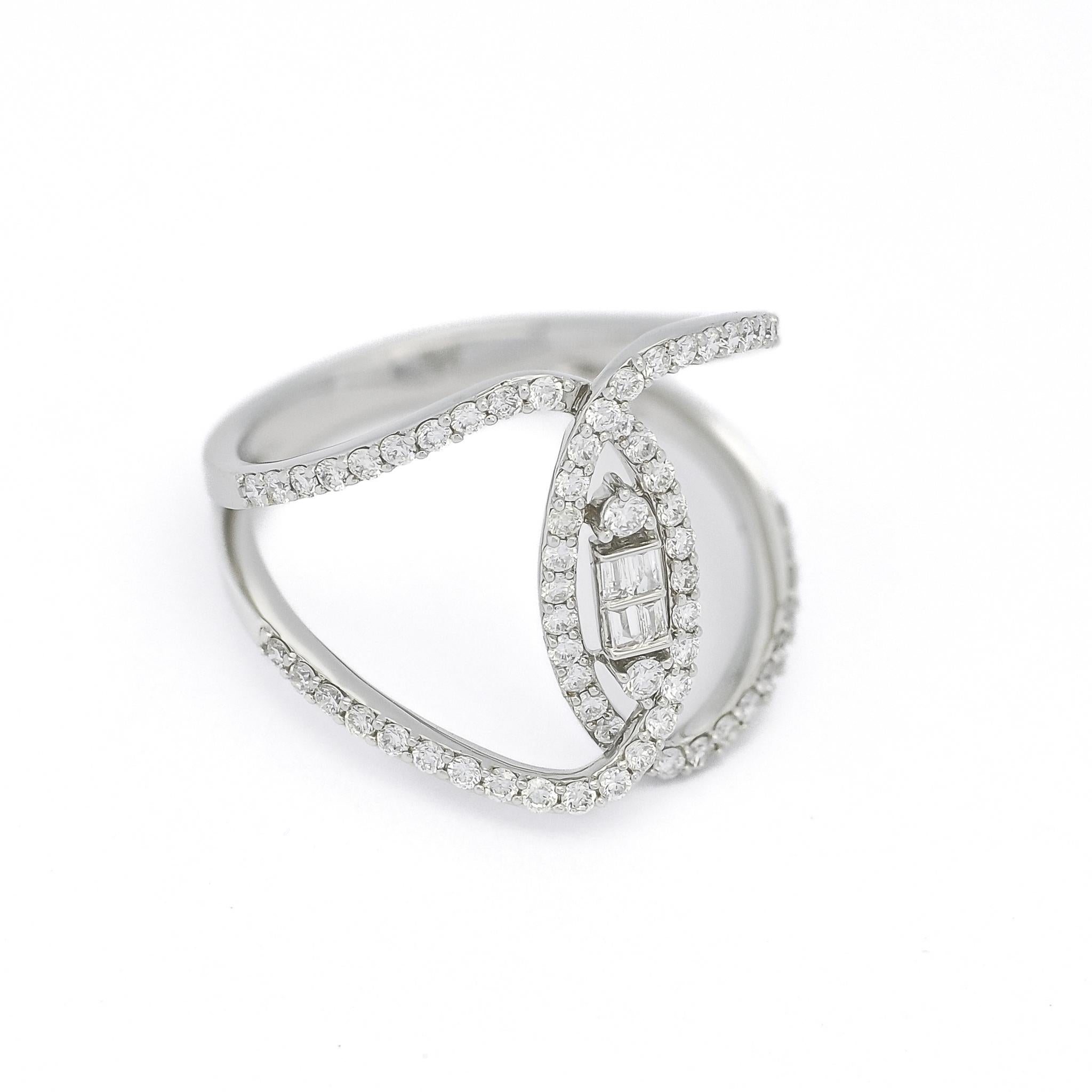 Art Nouveau  Natural Diamonds 0.59 ct 18KT Gold Diamond Modern Anniversary Cocktail Ring For Sale