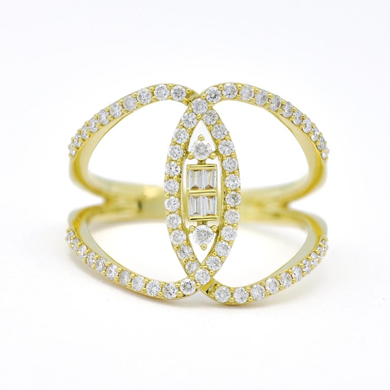 18KT Gold Diamond Natural Diamonds Modern Anniversary Cocktail Ring For ...