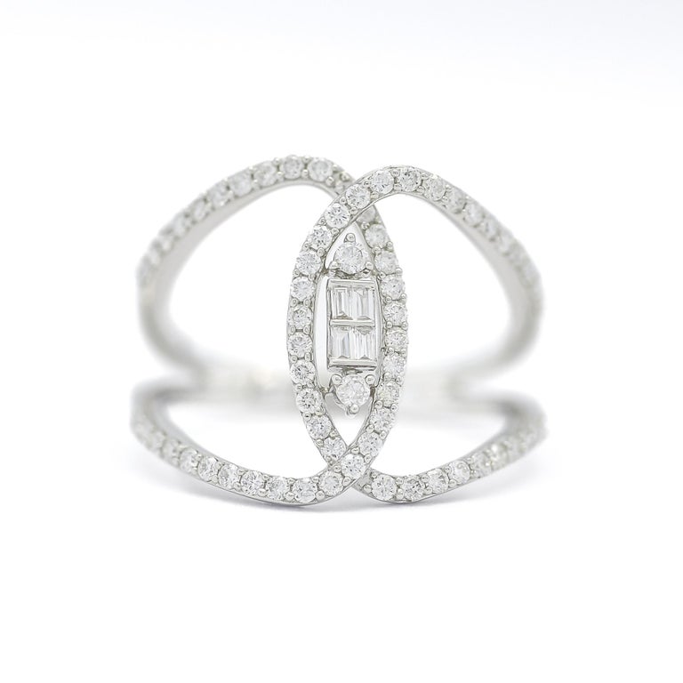 18KT Gold Diamond Natural Diamonds Modern Anniversary Cocktail Ring For ...