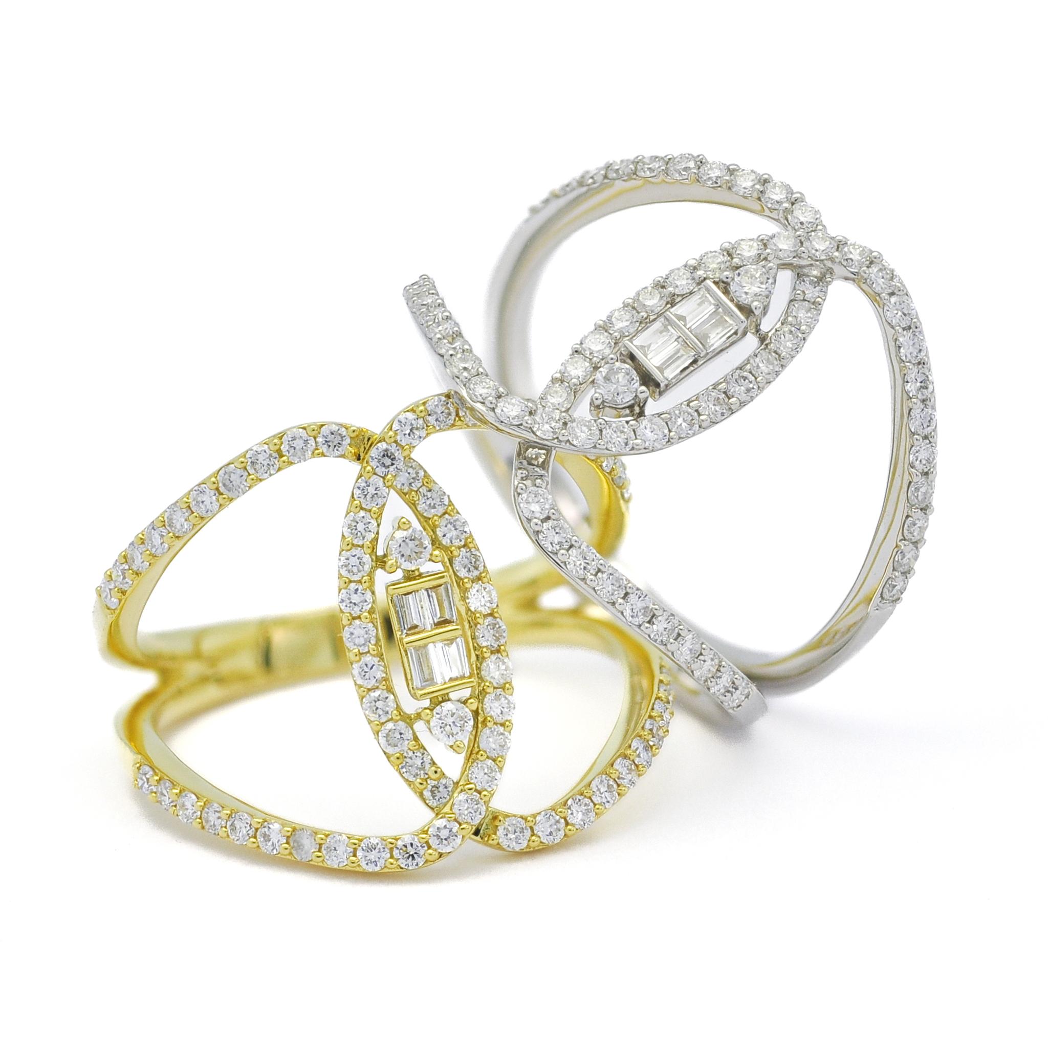 Diamantes Naturales 0,58 ct Anillo de Cóctel de Aniversario Moderno de Diamantes en Oro de 18 KT en venta 2