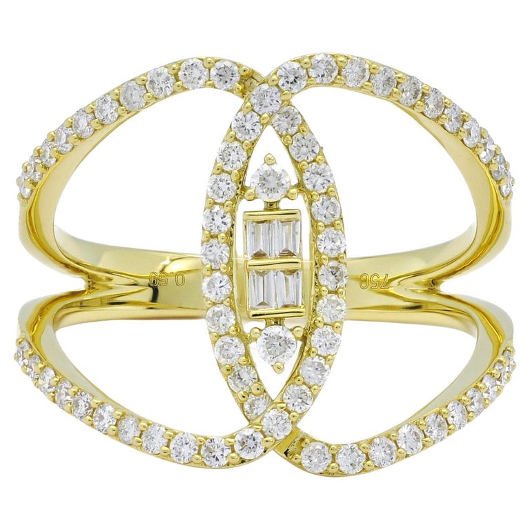 18KT Gold Diamond Natural Diamonds Modern Anniversary Cocktail Ring For