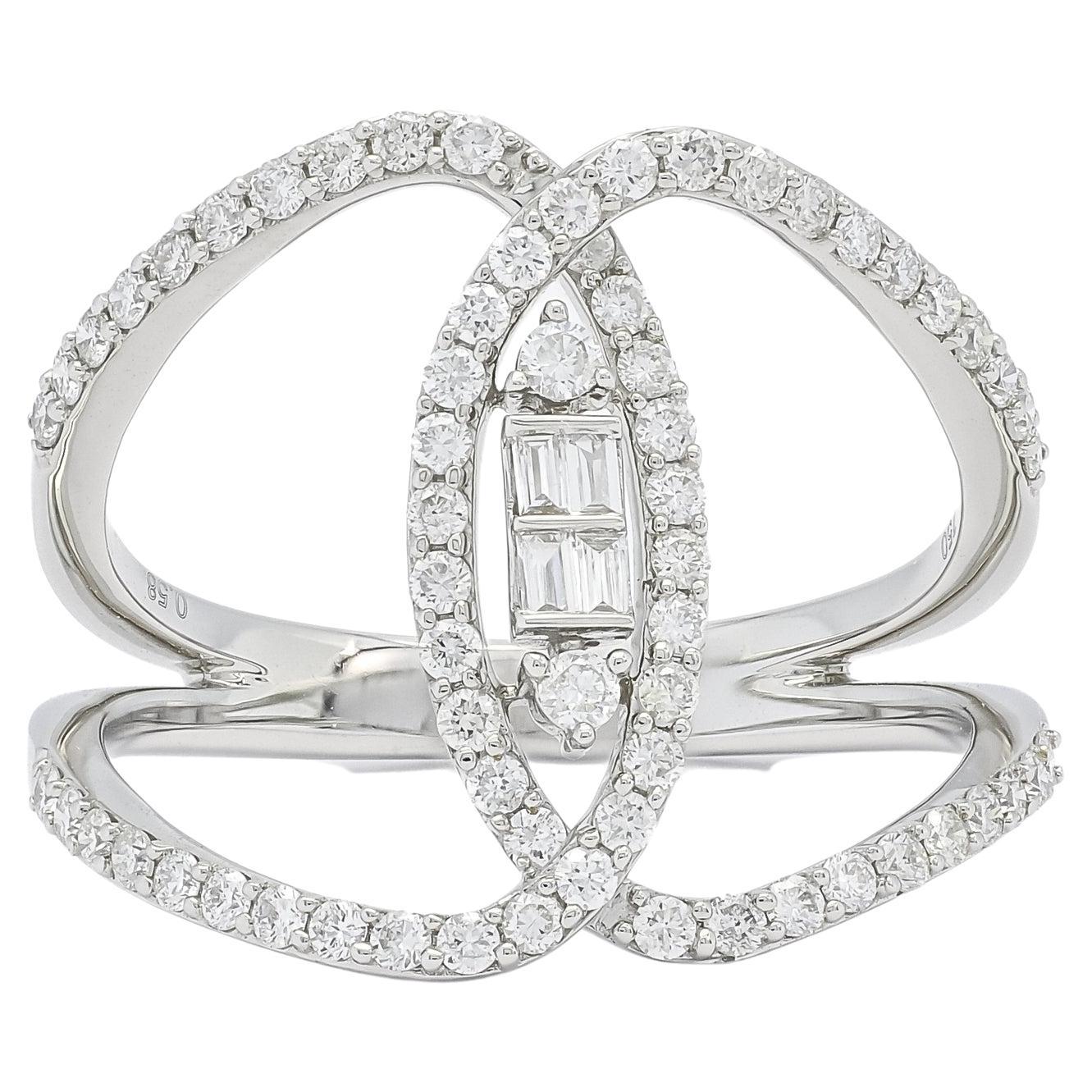 Diamantes Naturales 0,58 ct Anillo de Cóctel de Aniversario Moderno de Diamantes en Oro de 18 KT en venta