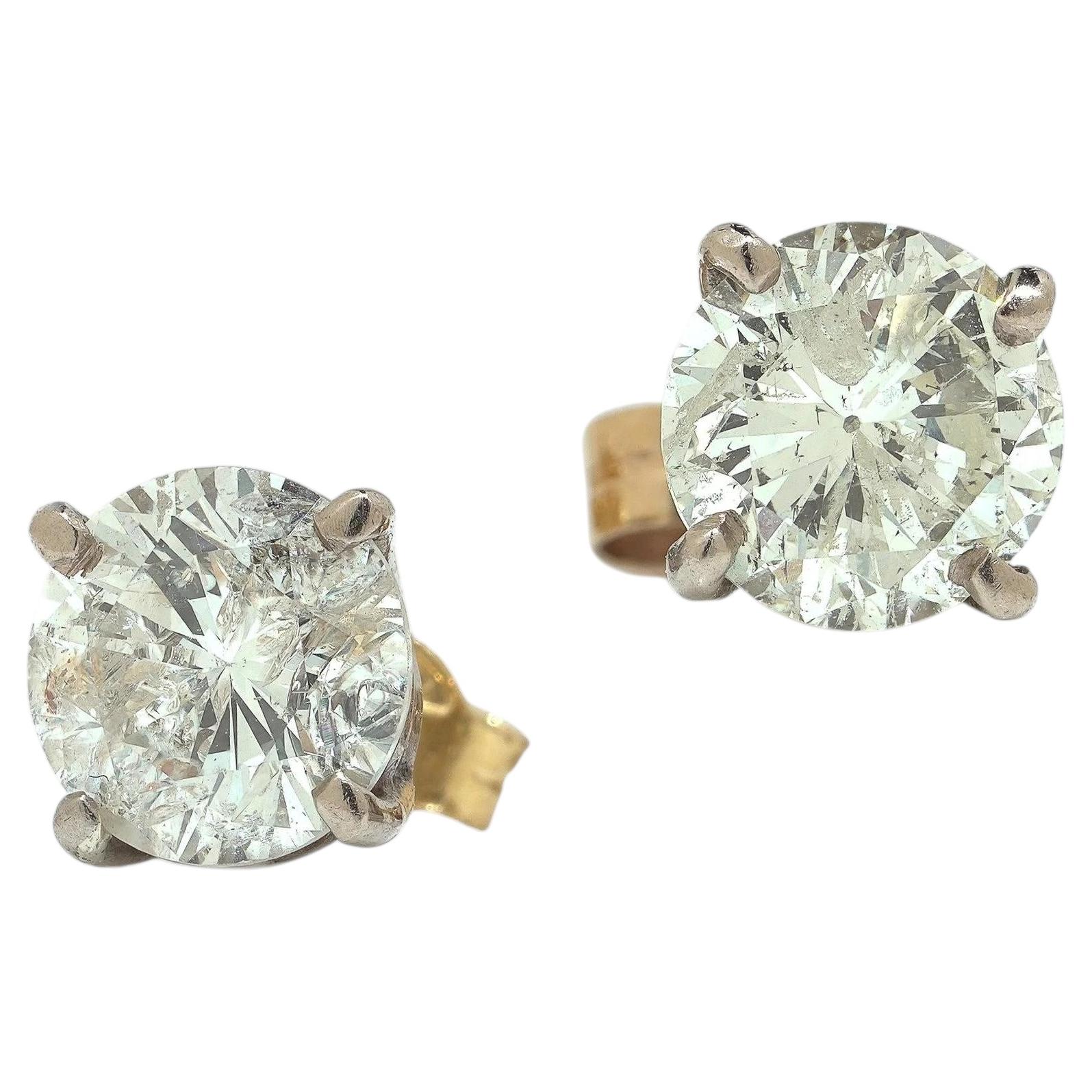 18KT Gold Diamant-Ohrstecker 2,60ct Total im Angebot
