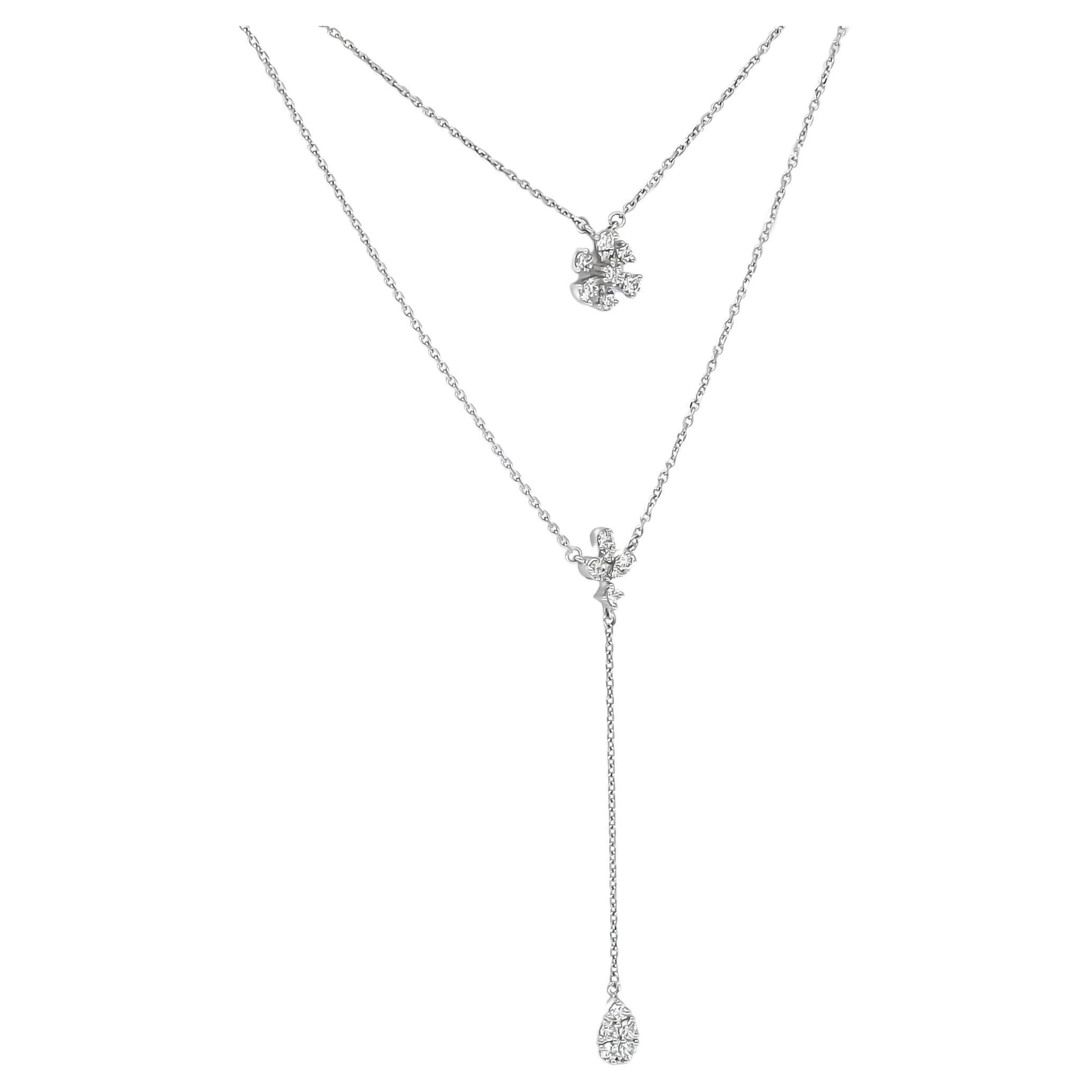 Collier pendentif à chaîne en forme de fleur en or 18 carats serti de diamants N078012