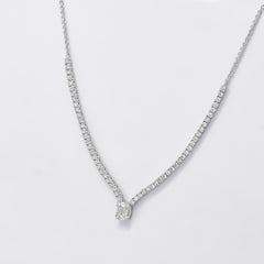 Natural Diamond Necklace 1.62 CT 18Karat White Gold Single Row Tennis Necklace