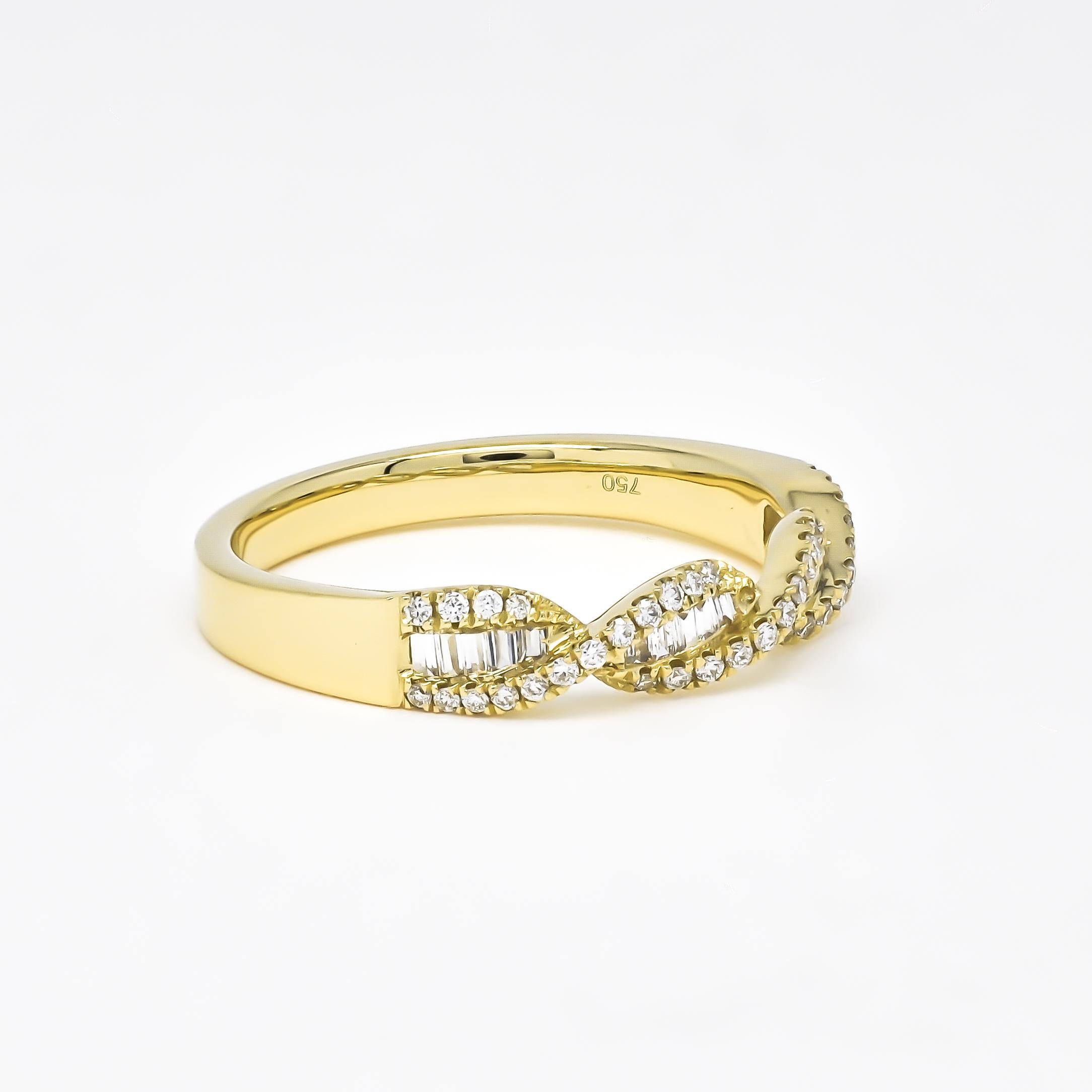 Make an impact with our dynamic DNA Felix fashion Band ring, encrusted with sparkling natural Baguette and Round diamonds.

The diamonds are set in cool DNA Felix 18K rose or yellow gold or white gold polished to a breathtaking luster.

Take note of