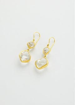 18kt Gold Double Drop Herkimer Earrings