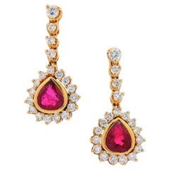 18kt Gold Drop Earrings with 5.40 CTW in Diamonds and Rubies