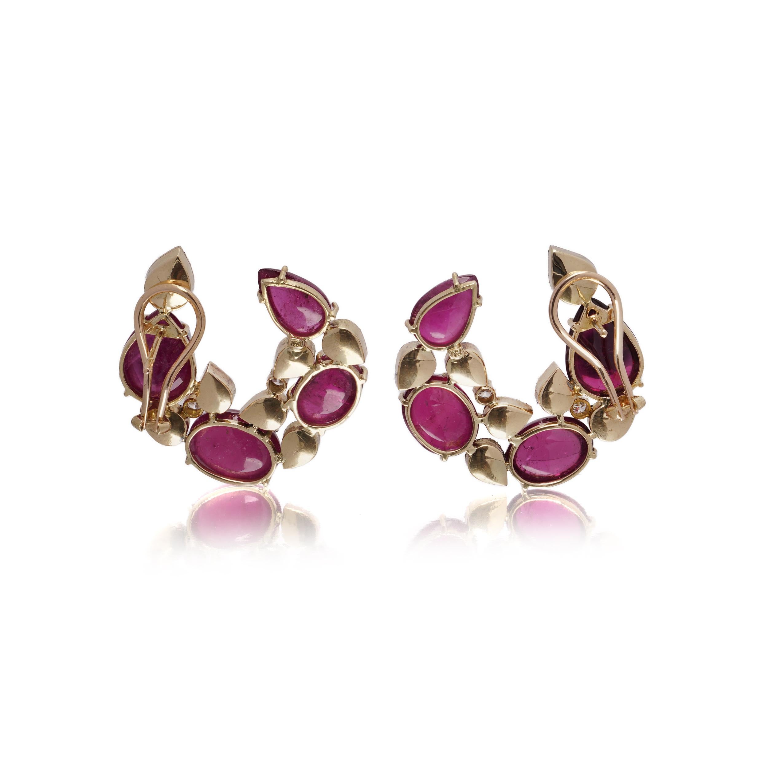 18kt Gold Earrings with pink tourmalines and diamonds en Bueno estado para la venta en Braintree, GB