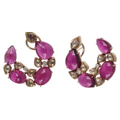 18kt Gold Earrings with pink tourmalines and diamonds