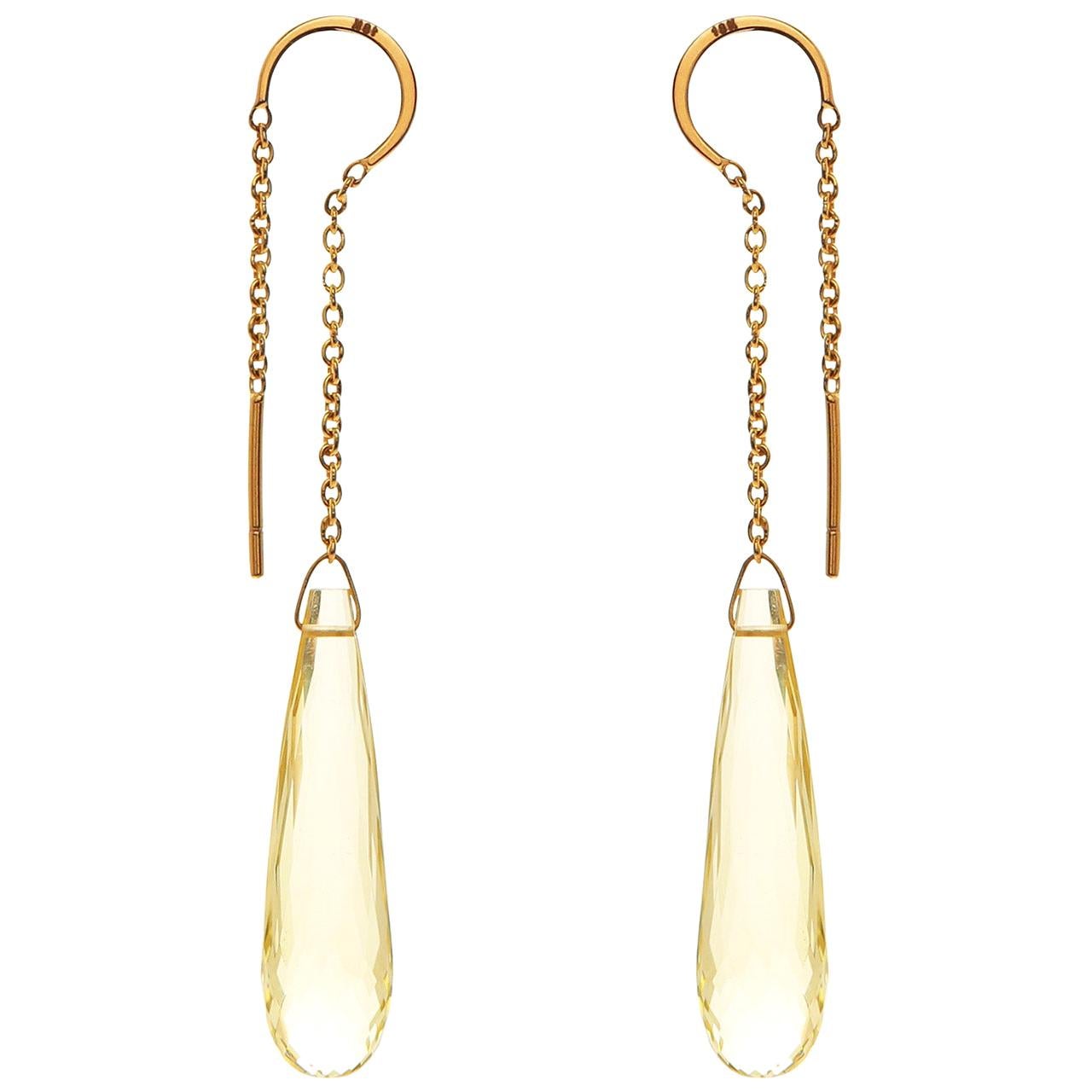18 Karat Gold Elegant Topaz Drop Earrings