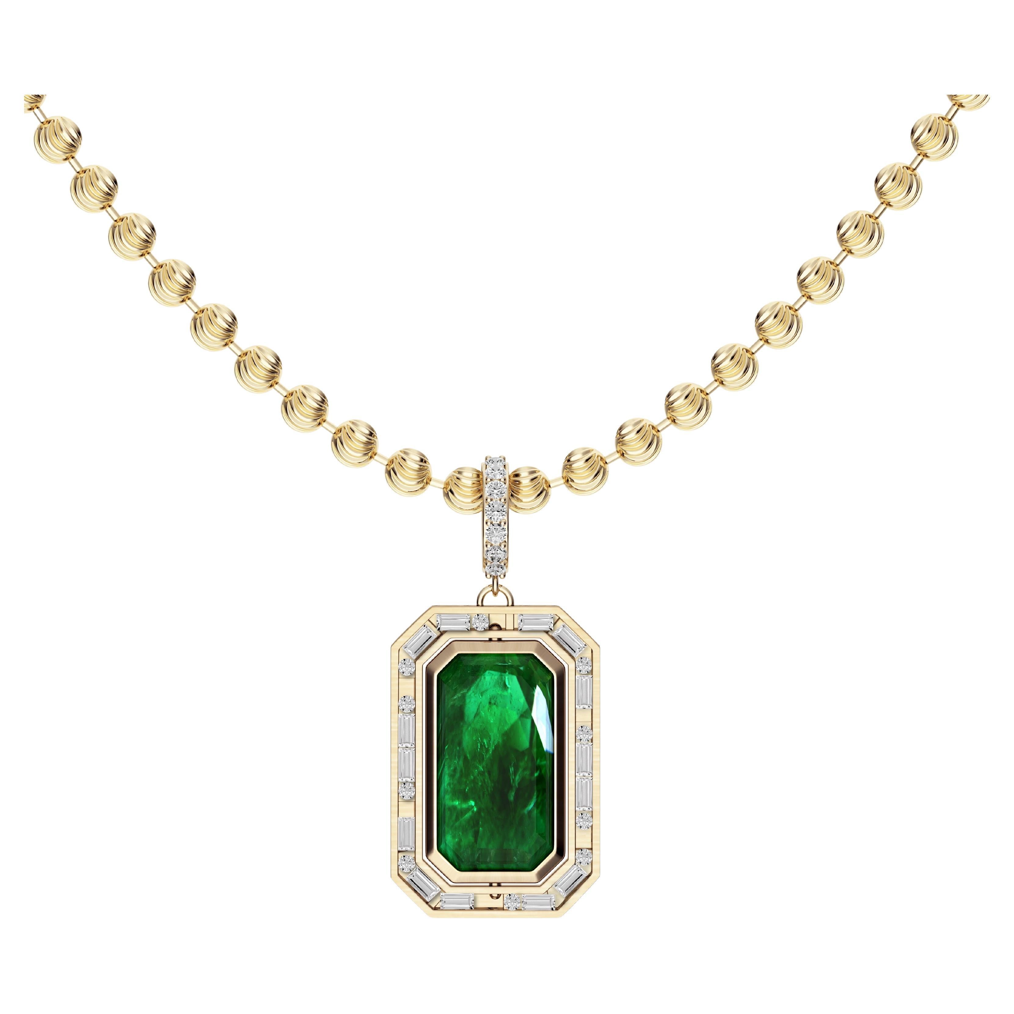 Amina Sorel 18kt Gold Emerald cut & Diamond 'Morse Code' Flip Pendant  For Sale