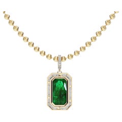 Colgante Flip "Código Morse" de oro de 18 quilates talla esmeralda y diamantes Amina Sorel