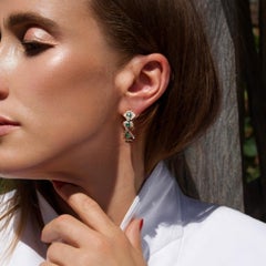 18kt gold 1.80 ct. emerald diamond clip - on earrings, WGI certified