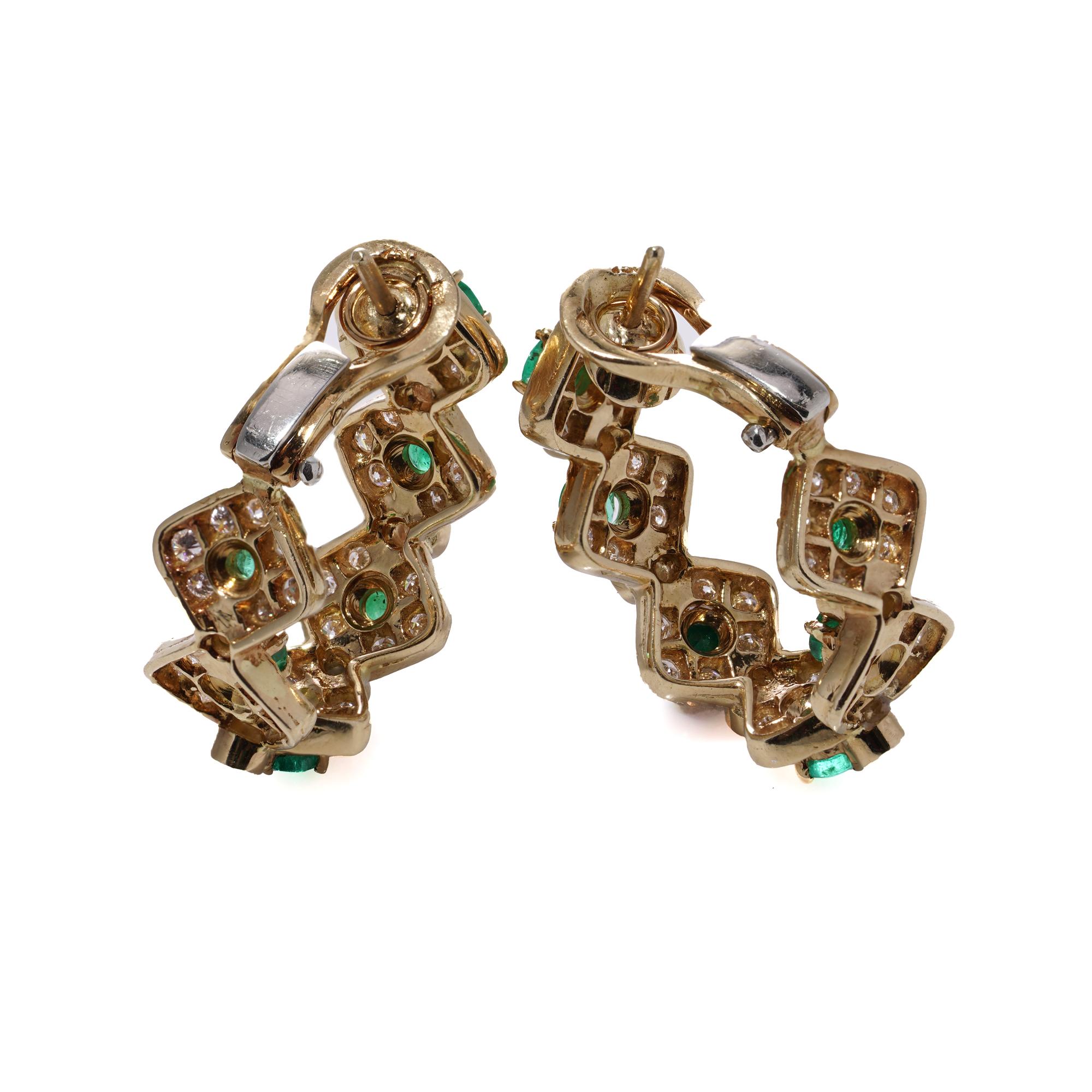 18kt gold emerald diamond clip - on earrings For Sale 4