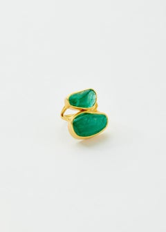 Bague double grecque en or 18kt avec émeraude