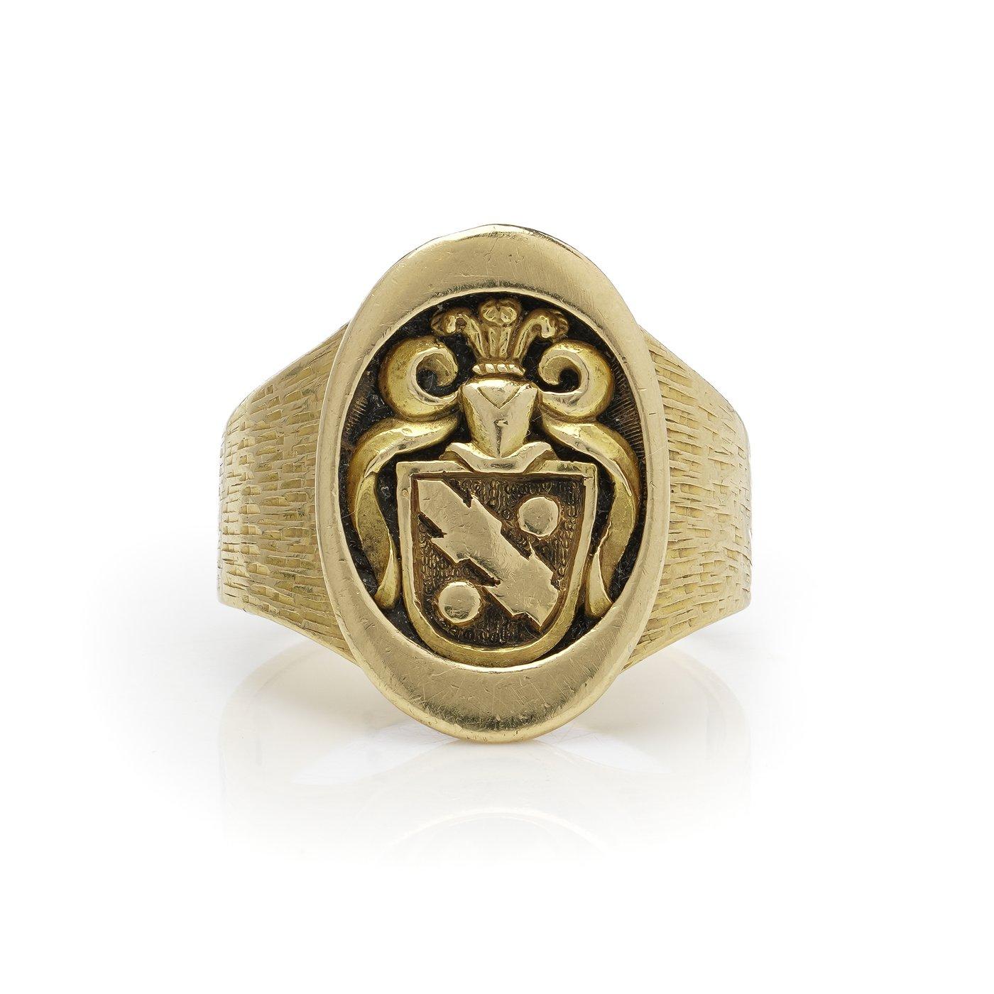 Anello con stemma di famiglia in oro 18kt in vendita 2
