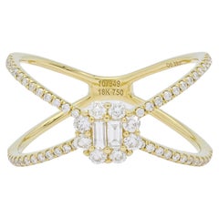 Natural Diamonds 0.40 Carats 18KT Yellow Gold Flower Cluster Split Shank Ring