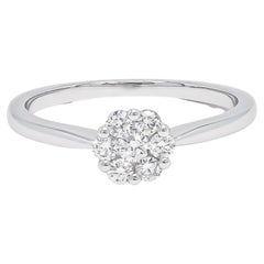18kt Gold Flower Single Cluster Natural Diamonds Engagement Ring