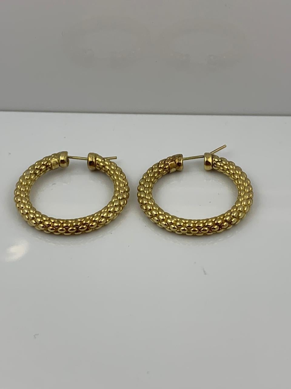 18kt Gold Fope Hoop Earrings 10.7 grams