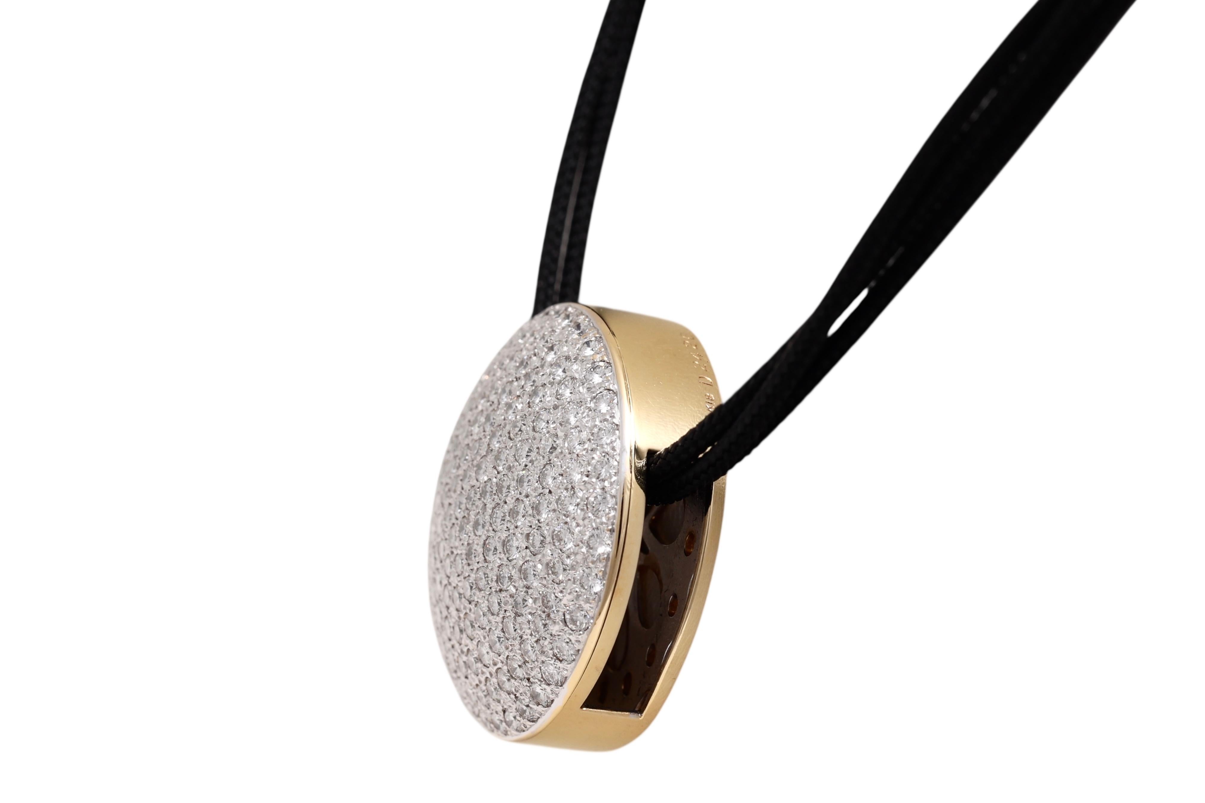 Modern 18Kt Gold Full Pavé Diamonds Necklace / Pendant For Sale