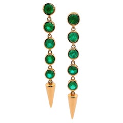 18kt Gold Geometric Earrings with Colombian Emeralds 18kt Gold Geometric Earrings with Colombian Emeralds