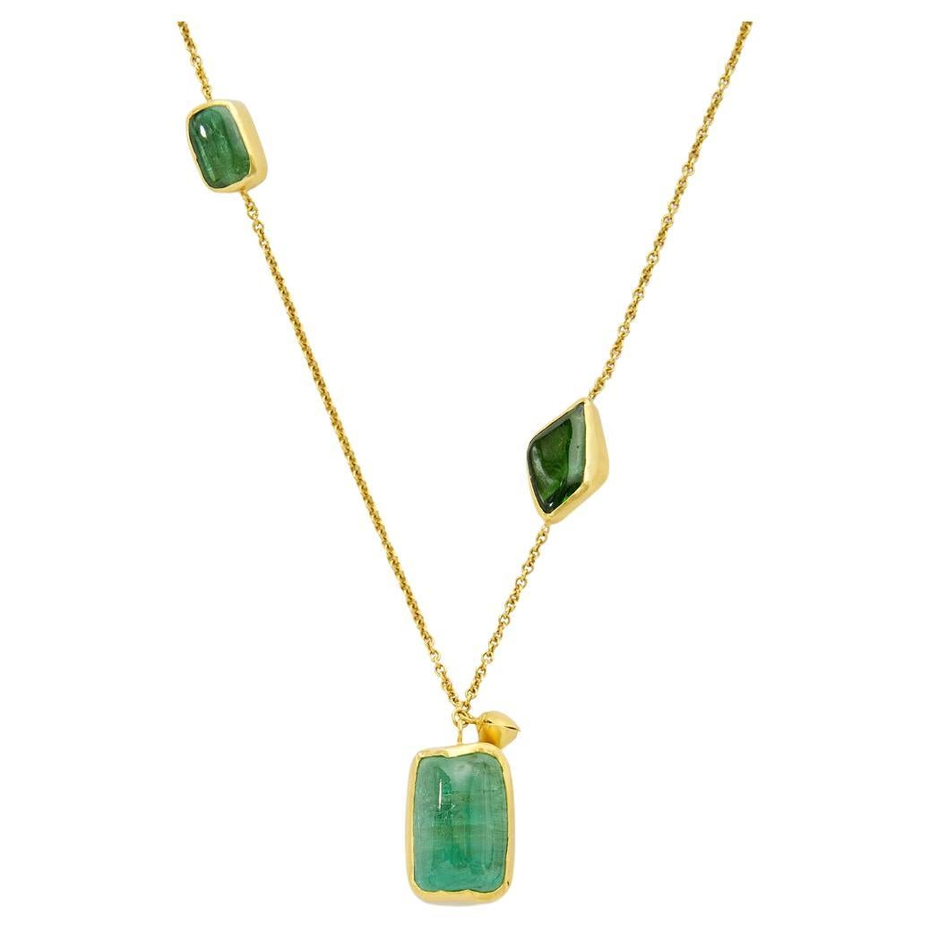 18kt Gold Green Tourmaline New Day Necklace For Sale