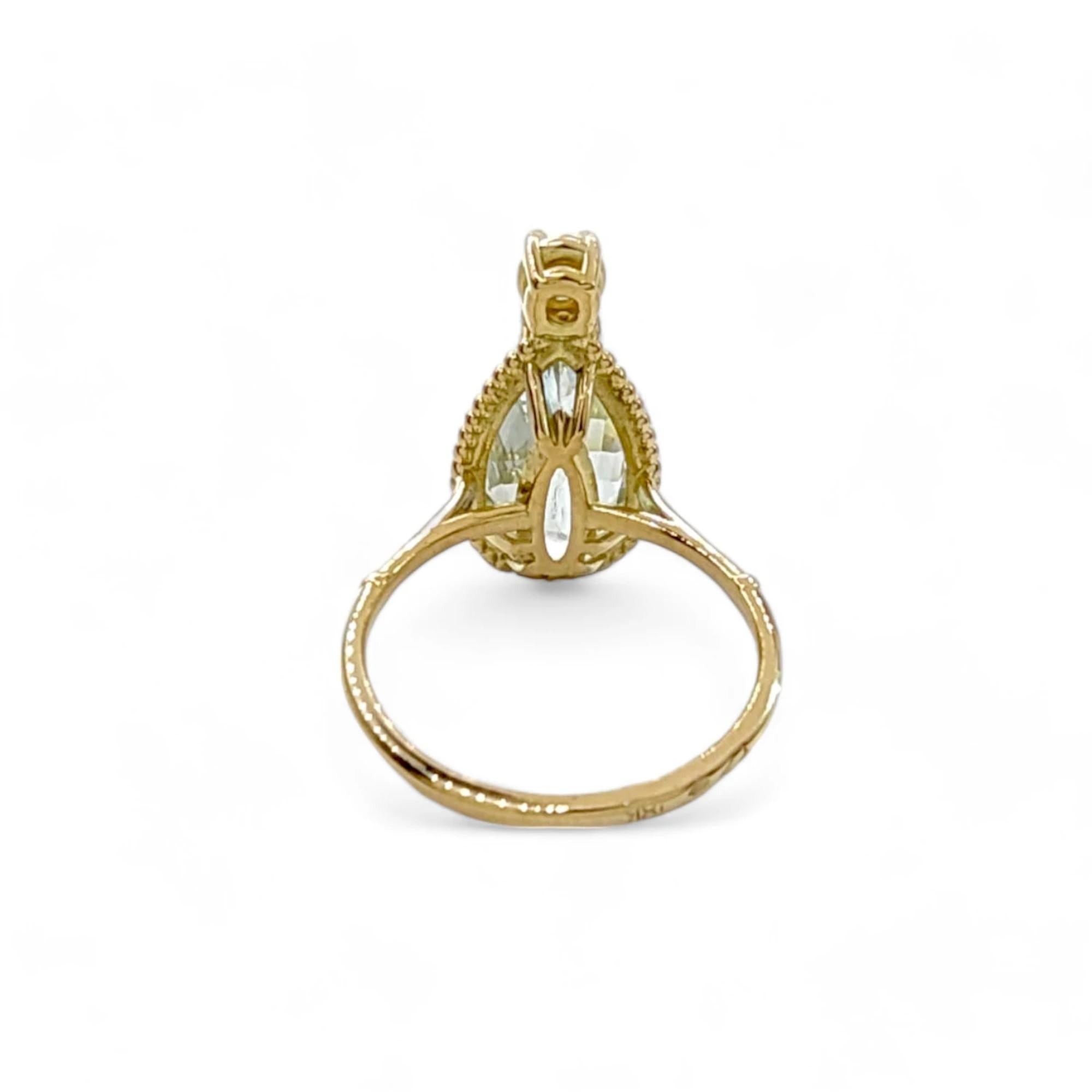 18kt Gold Handmade Aquamarine Diamonds Ring - Perfect Gift for Her 3
