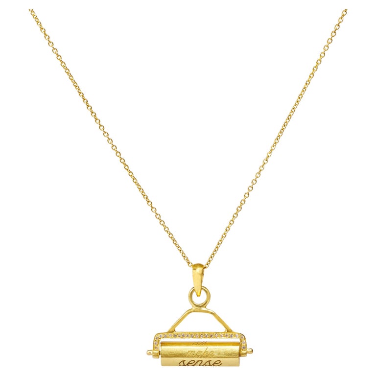 18kt Gold Handmade Spinning Pendant Set with Brilliant Cut Diamonds For ...
